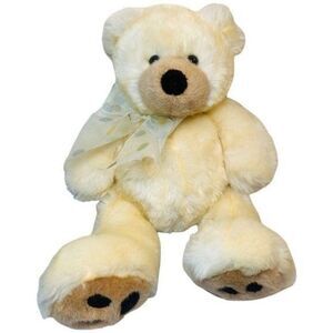 TY 2006 Yellow Classic Teddy Bear “Tapioca”Polka Dot Bow Plush Stuffed Toy 13”